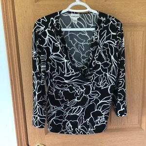 Chico's Black and White V-Neck Blouse
